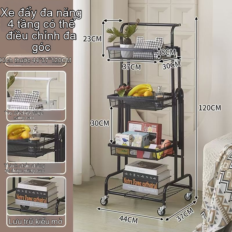 Kệ Gấp Gọn 3 Tầng Có Bánh Xe - Xe Đẩy Đa Năng Cho Nhà Bếp, Spa, Phòng Khách - Ảnh 3