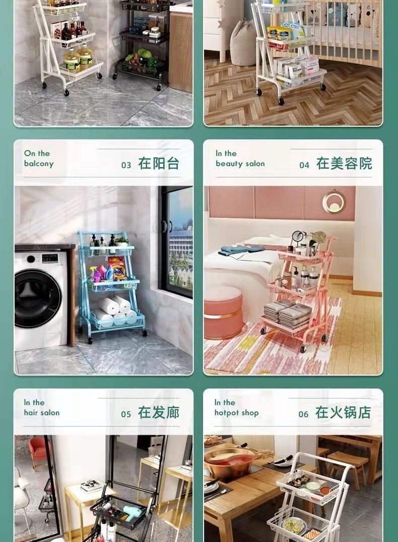 Kệ Gấp Gọn 3 Tầng Có Bánh Xe - Xe Đẩy Đa Năng Cho Nhà Bếp, Spa, Phòng Khách - Ảnh 27